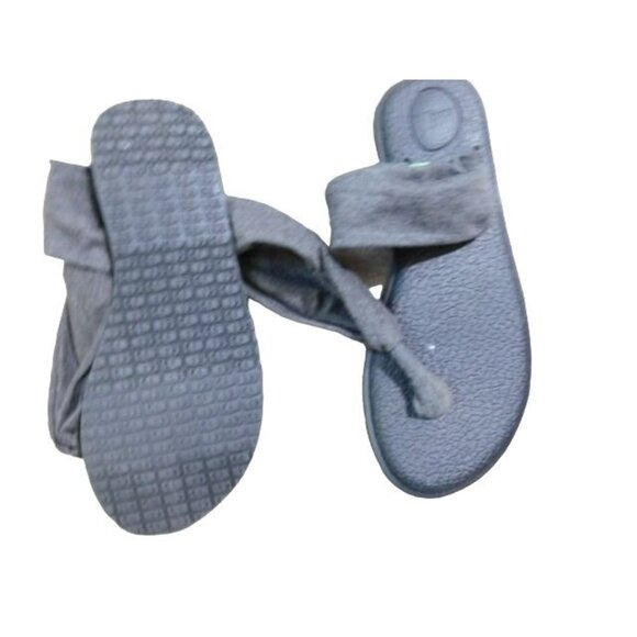 Sanuk Size 6 Charcoal Stretch Fabric Strappy Flat Sandals - Picture 3 of 3